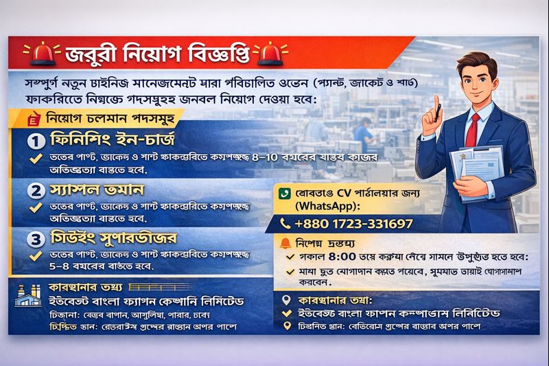 জরুরি নিয়োগ বিজ্ঞপ্তি